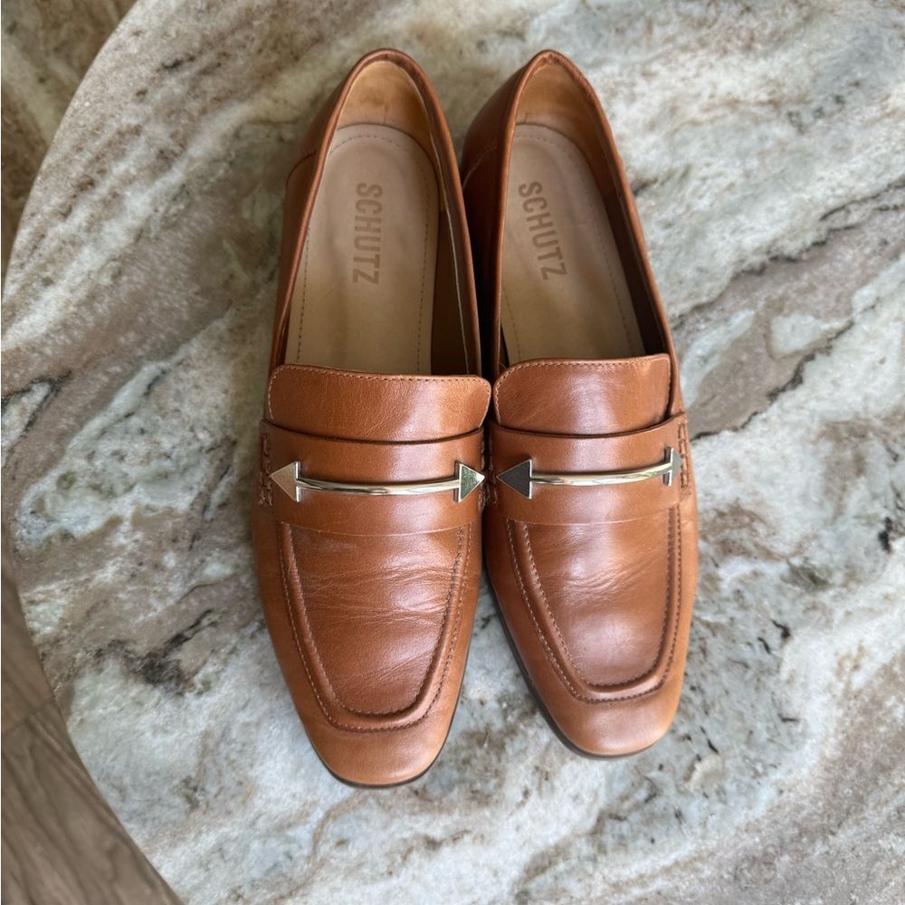 SCHUTZ Desmond Caseina Flat brown leather loafers 7.5